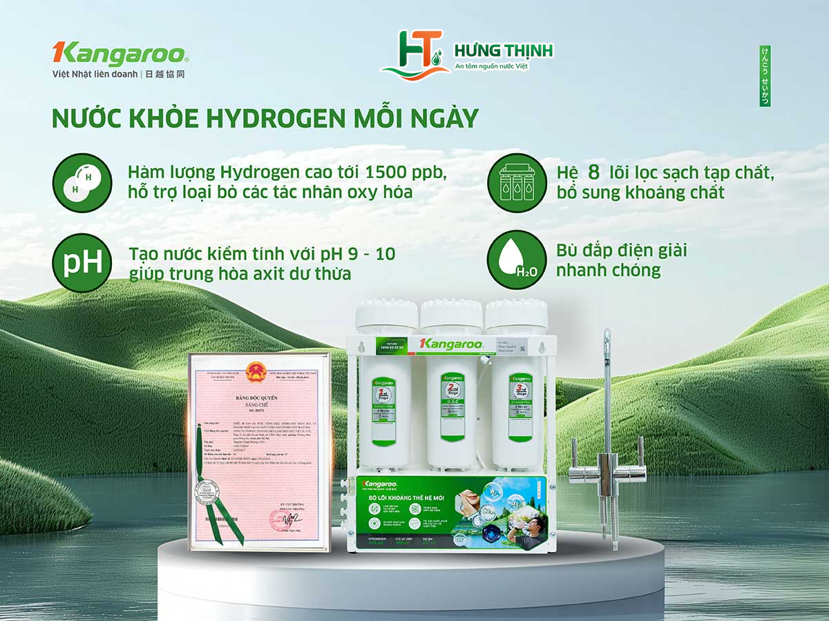 Hệ thống 8 lõi lọc mạnh mẽ - Bỏ sung nước giày Hydrogen