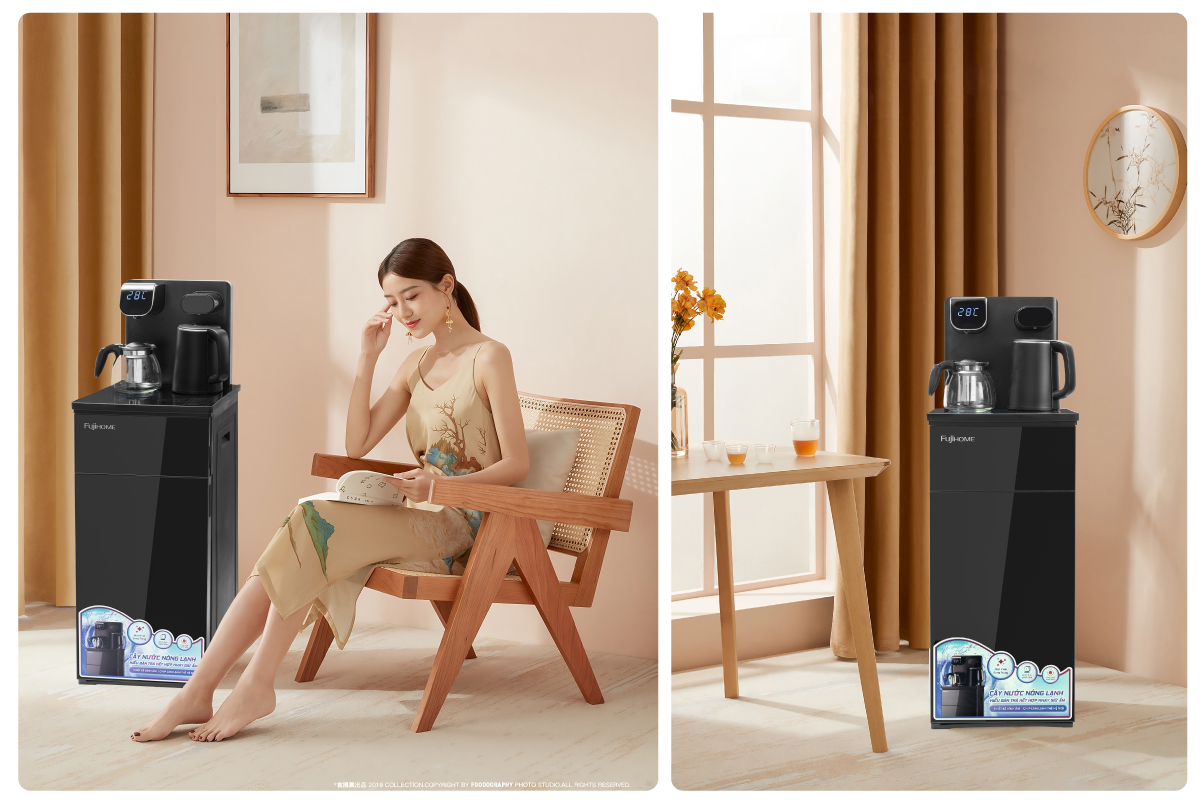 Cây nước nóng lạnh kết hợp bàn pha trà, cafe Fujihome TB110E
