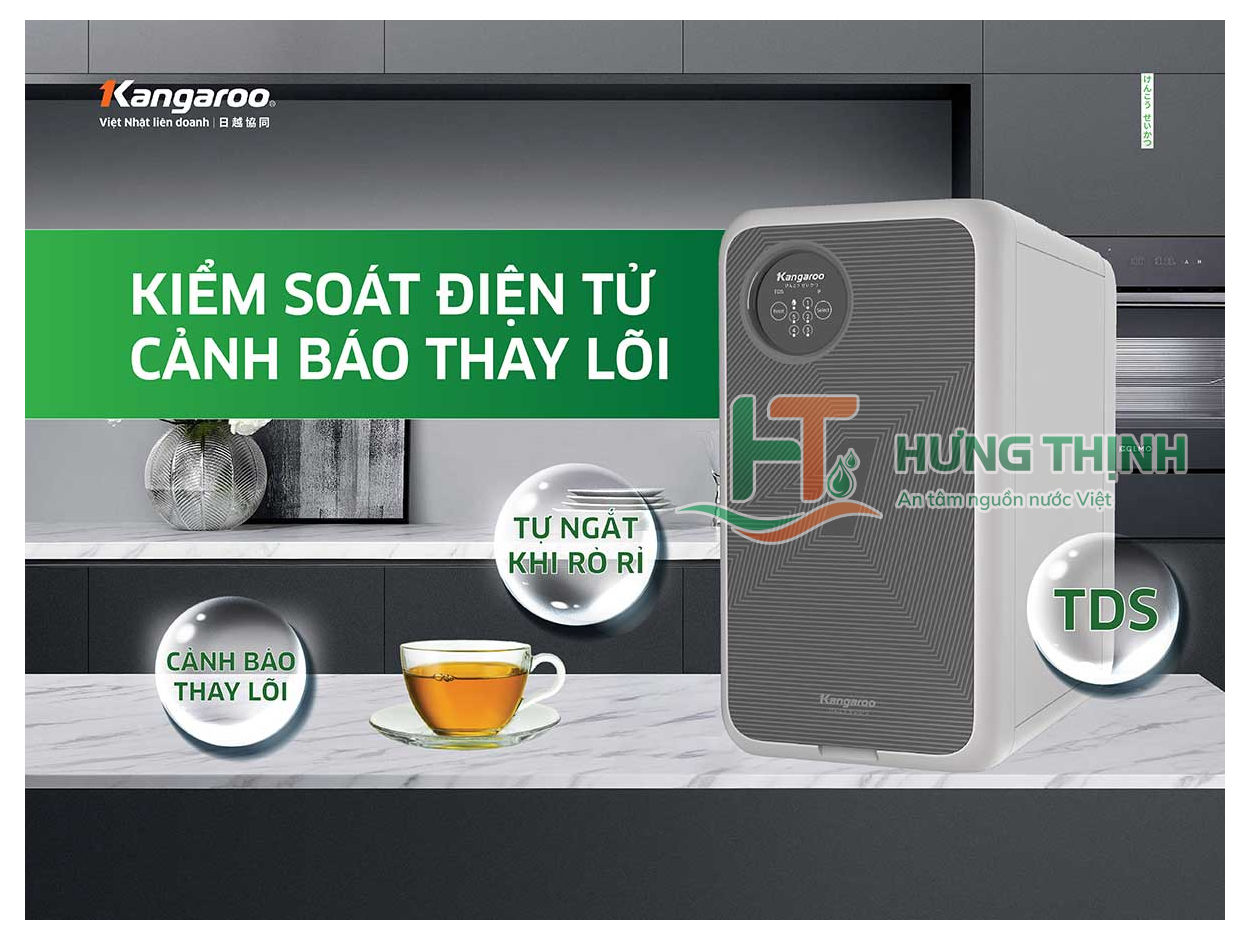 Màn hình thông minh hiển thị chỉ số TDS và kiểm soát điện tử cảnh báo thay lõi trên thân máy