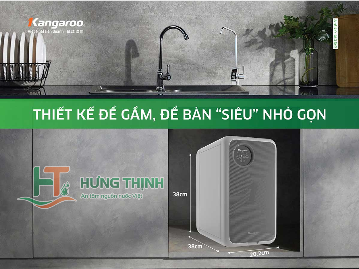 Máy lọc nước Kangaroo Hydrogen KG100US - Thiết kế để gầm để bàn siêu nhỏ gọn