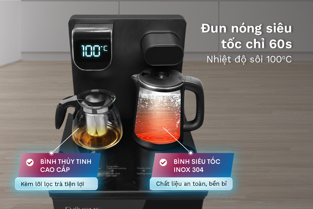 Cây nước nóng lạnh kết hợp bàn pha trà, cafe Fujihome TB110E