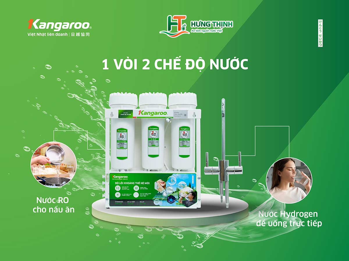 Máy lọc nước để gầm Kangaroo Hydrogen KGHP12K 1 vòi 2 chế độ nước