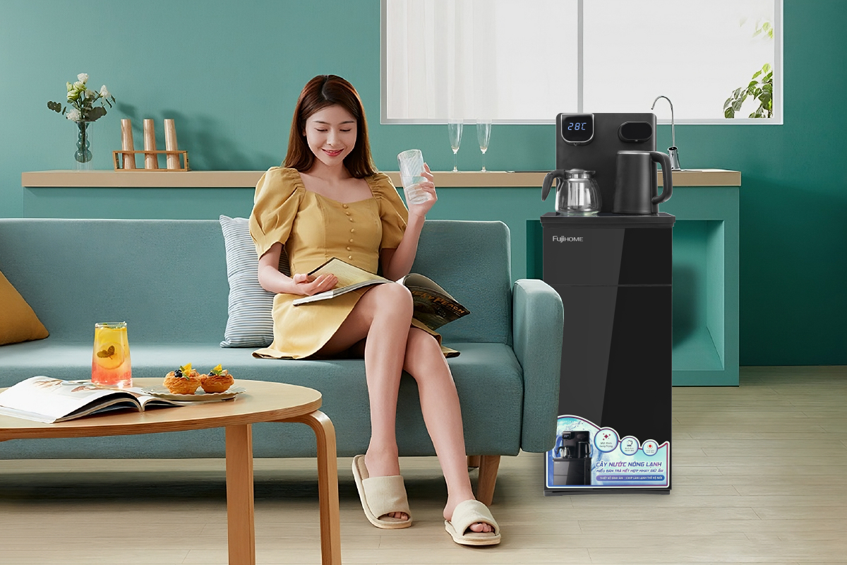 Cây nước nóng lạnh kết hợp bàn pha trà, cafe Fujihome TB110E