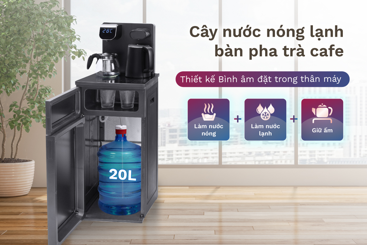 Cây nước nóng lạnh kết hợp bàn pha trà, cafe Fujihome TB110E