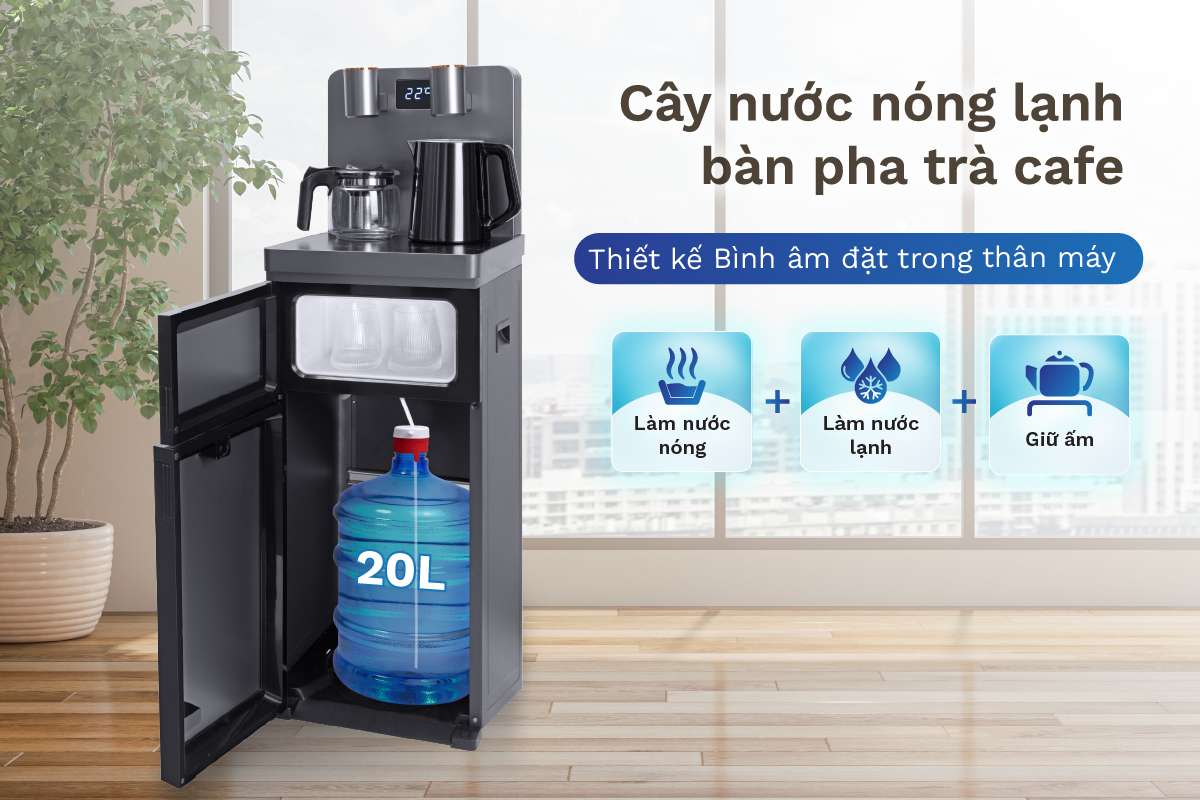 Cây nước nóng lạnh kết hợp bàn pha trà, cafe FujiE TBH1332E