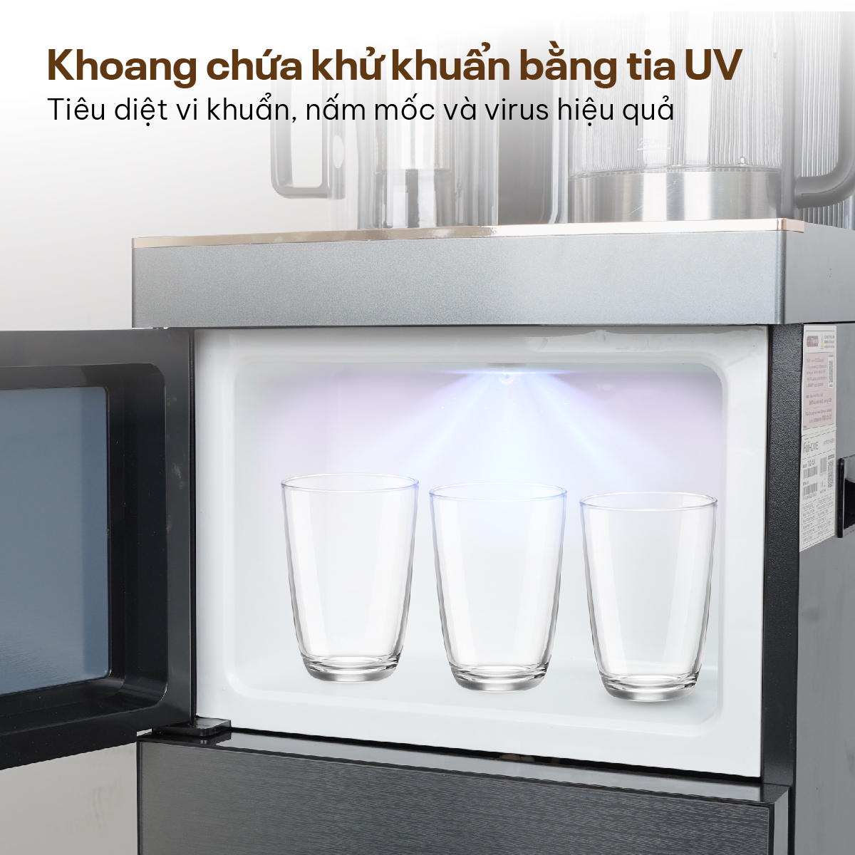 Cây nước nóng lạnh bàn trà có ngăn khử khuẩn UV Fujihome TB241UV