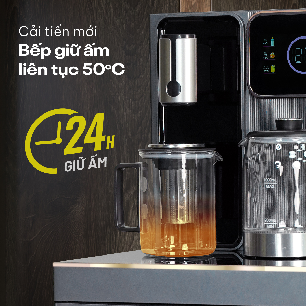 Cây nước nóng lạnh bàn trà có ngăn khử khuẩn UV Fujihome TB241UV