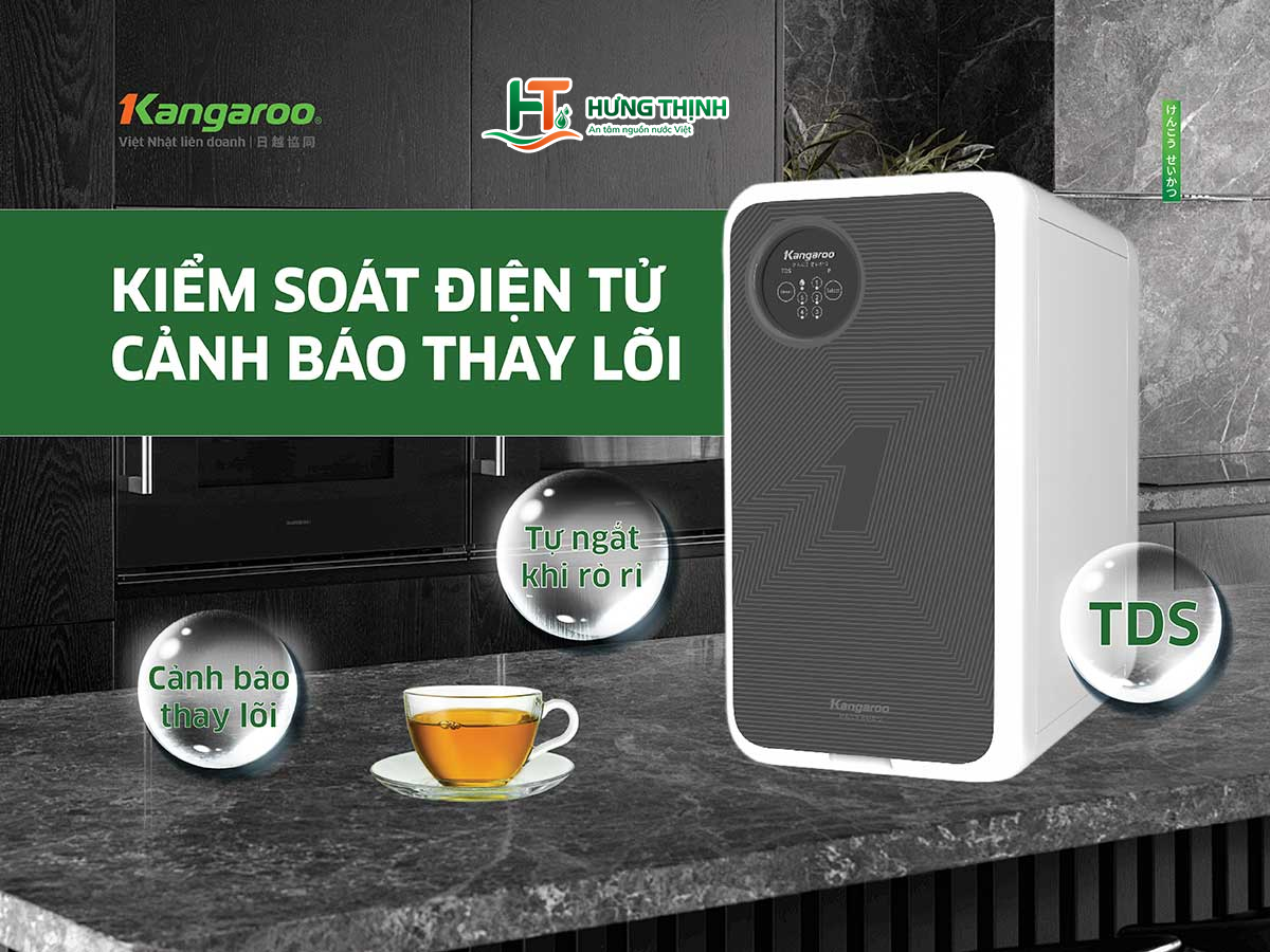 Máy lọc nước Kangaroo Hydrogen KG400US - Màn hình hiển thị thông minh trên thân máy
