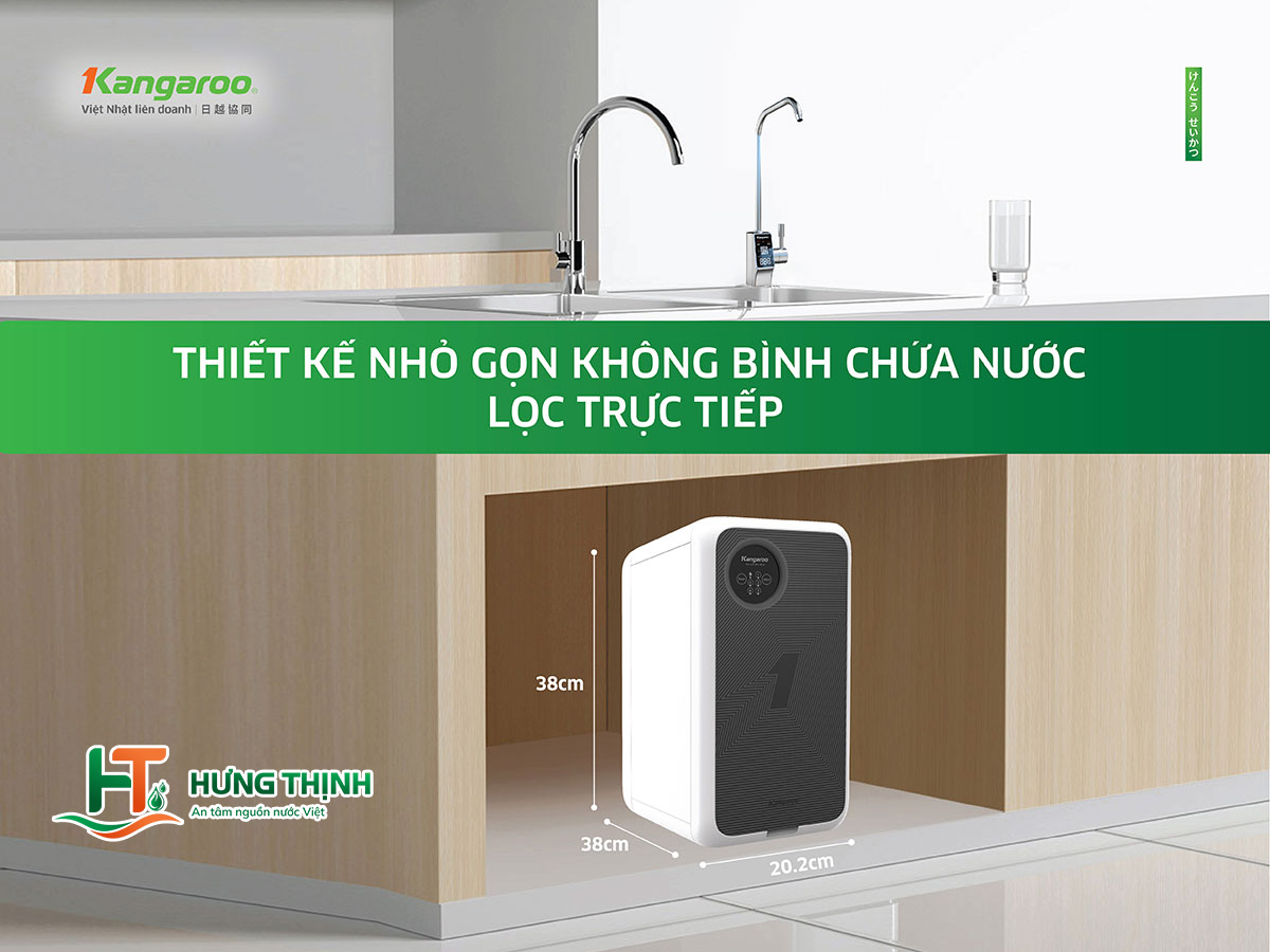 Máy lọc nước Kangaroo Hydrogen KG400US thiết kế nhỏ gọn không bình chứa nước