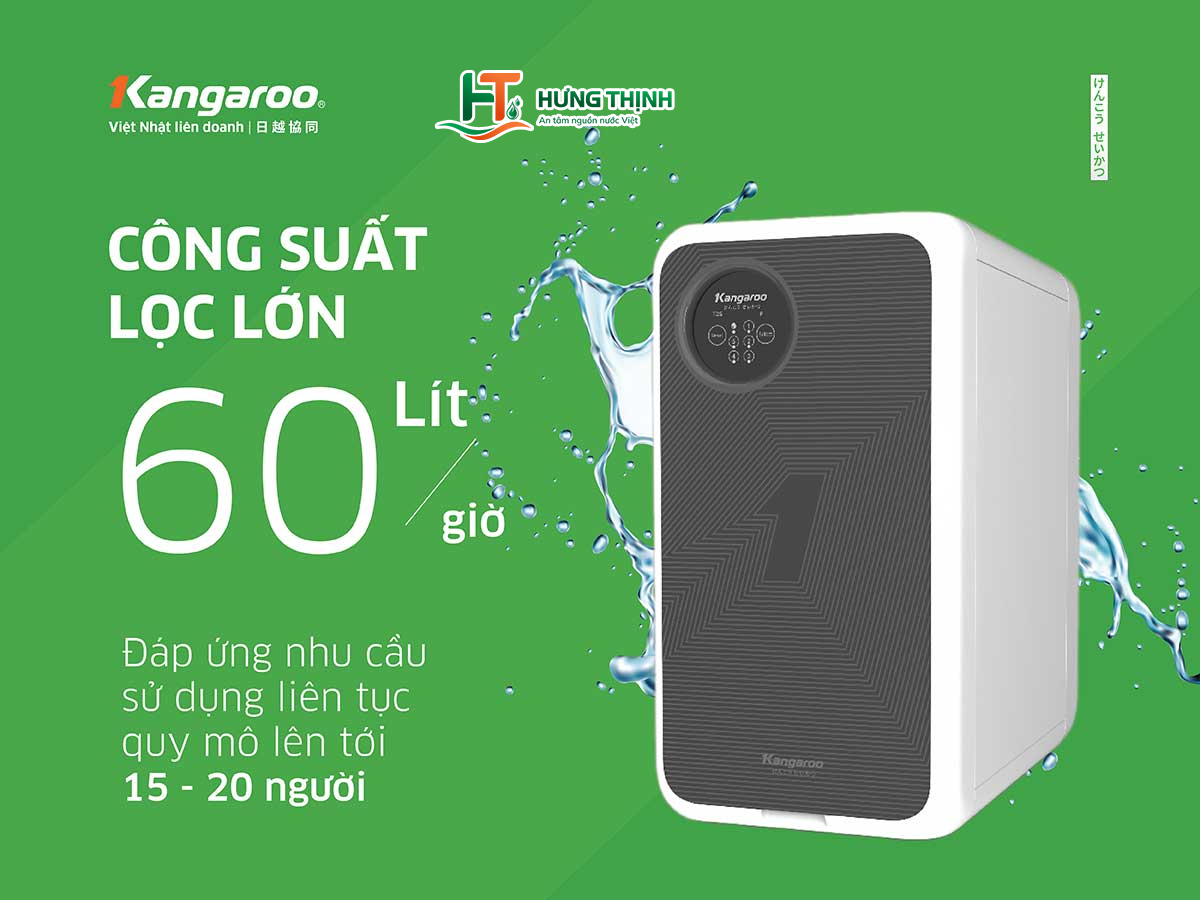 Máy lọc nước Kangaroo Hydrogen KG400US công suất lớn lên tới 60l/h