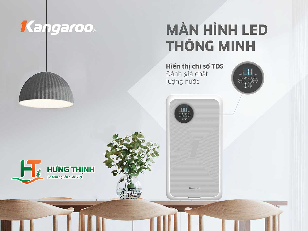 Màn hình LED hiển thị thông minh của máy lọc nước Kangaroo KG400HU