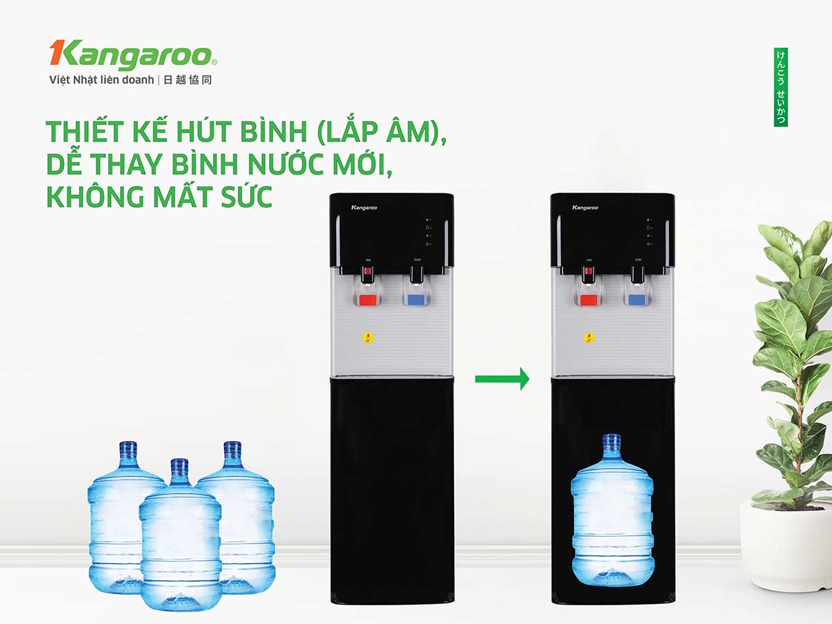Cây nước nóng lạnh Kangaroo KG57A3 - Thiết kế hút bình (âm bình) thẫm mỹ và dễ dàng thay bình mới