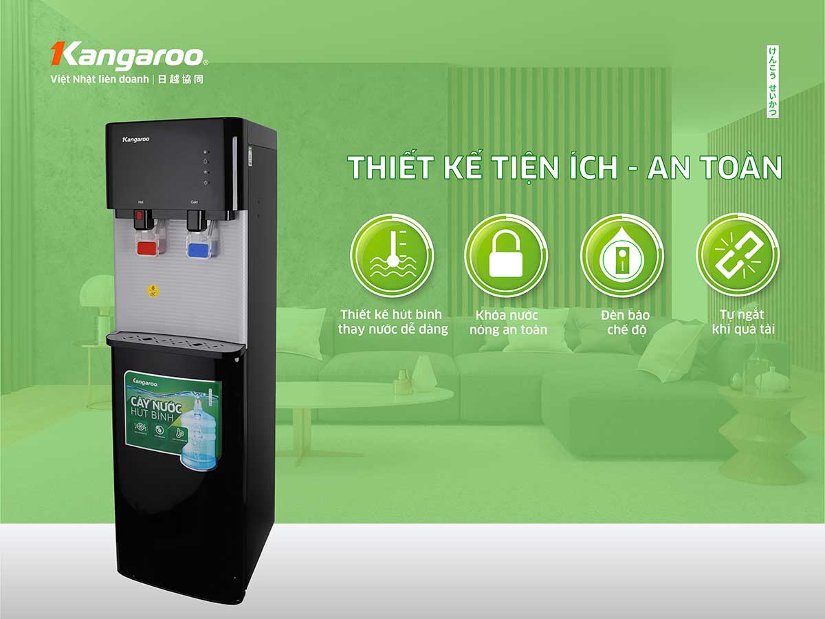 Cây nước nóng lạnh Kangaroo KG57A3 - Thiết kế tiện ích - an toàn 