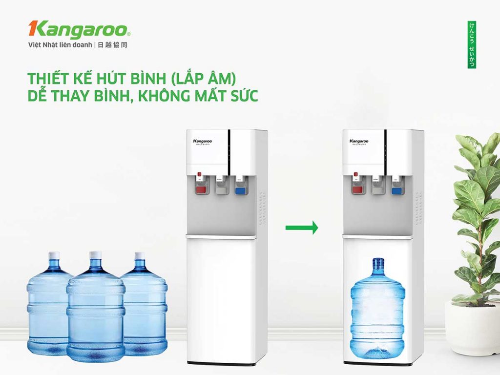 Cây nước nóng lạnh Kangaroo KG59A3 - Thiết kế hút bình (âm bình) tiện lợi, thẩm mỹ