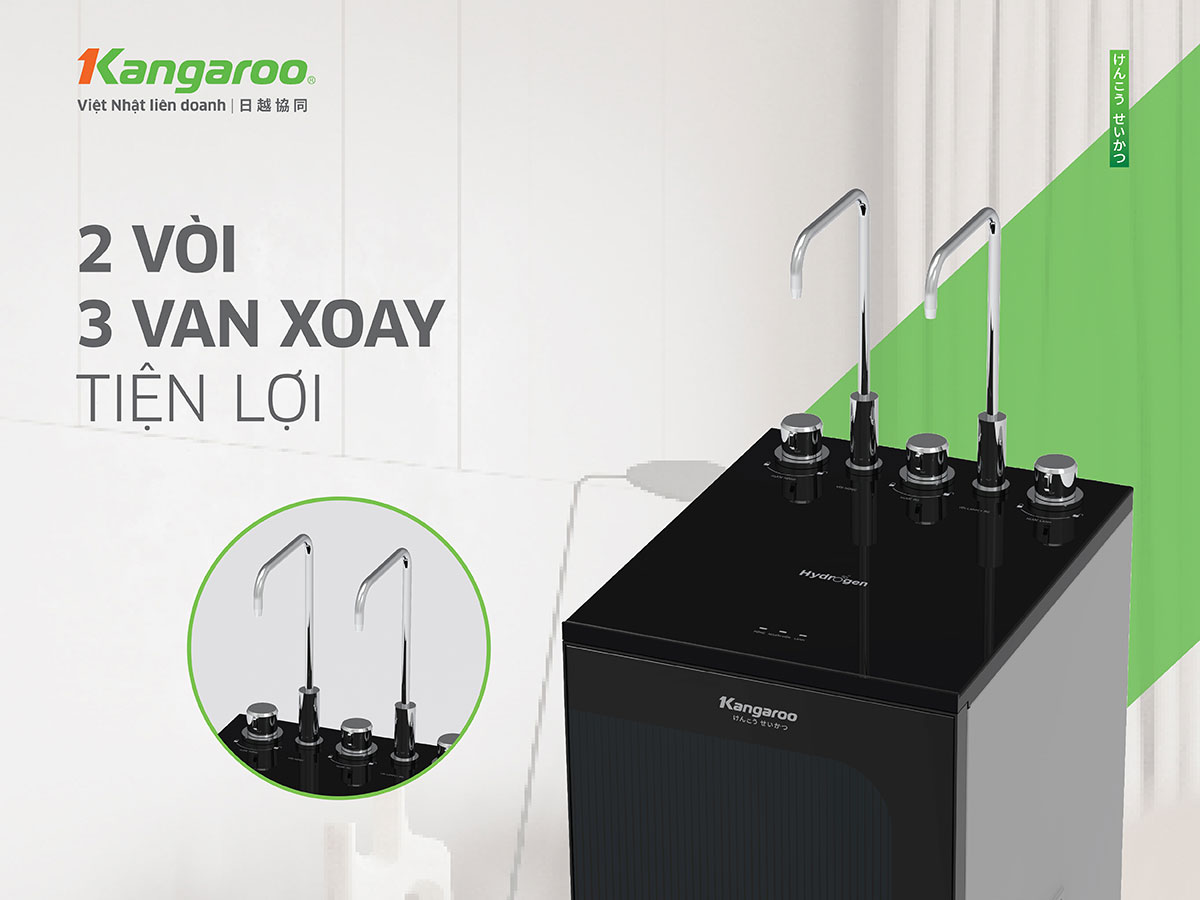 Máy lọc nước nóng lạnh Kangaroo KG10A16 thiết kế 2 vòi - 3 van xoay tiện lợi