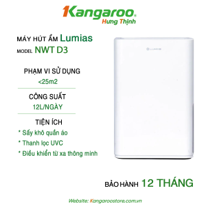 Kangaroo Hưng Thịnh – Tổng Kho Kangaroo Chính Hãng|Máy hút ẩm thông minh Lumias NWT D3 12L