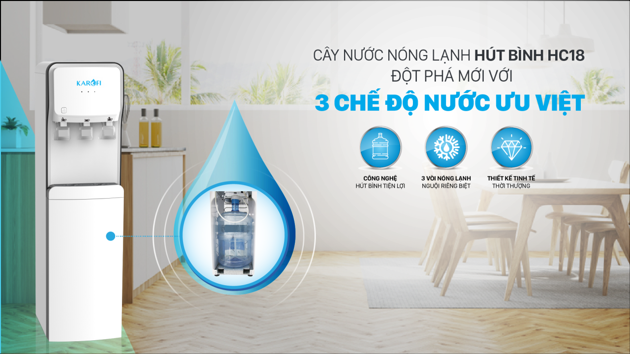 Cây nước nóng lạnh Karofi hút bình HC18