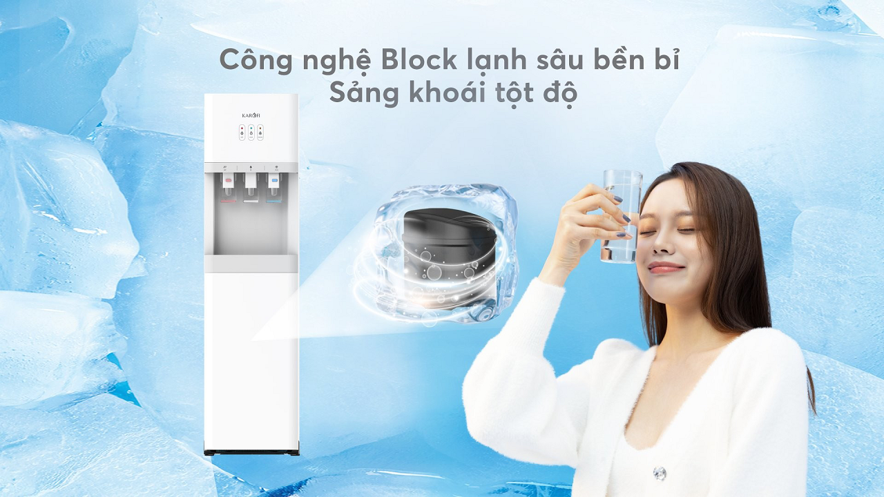 Cây nước nóng lạnh nguội Karofi HCV208 - công nghệ Block lạnh sâu bền bỉ