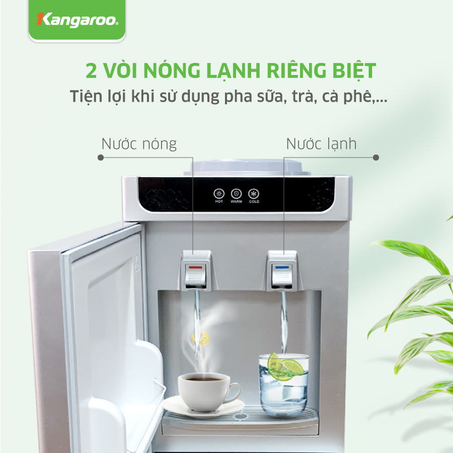 Cây nước nóng lạnh Kangaroo KG40N thiết kế 2 vòi nóng lạnh riêng biệt 