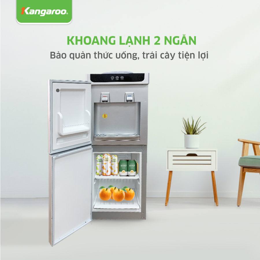 Cây nước nóng lạnh Kangaroo KG40N - Thiết kế khoang lạnh 2 ngăn bảo quản thức ăn, trái cây tiện lợi