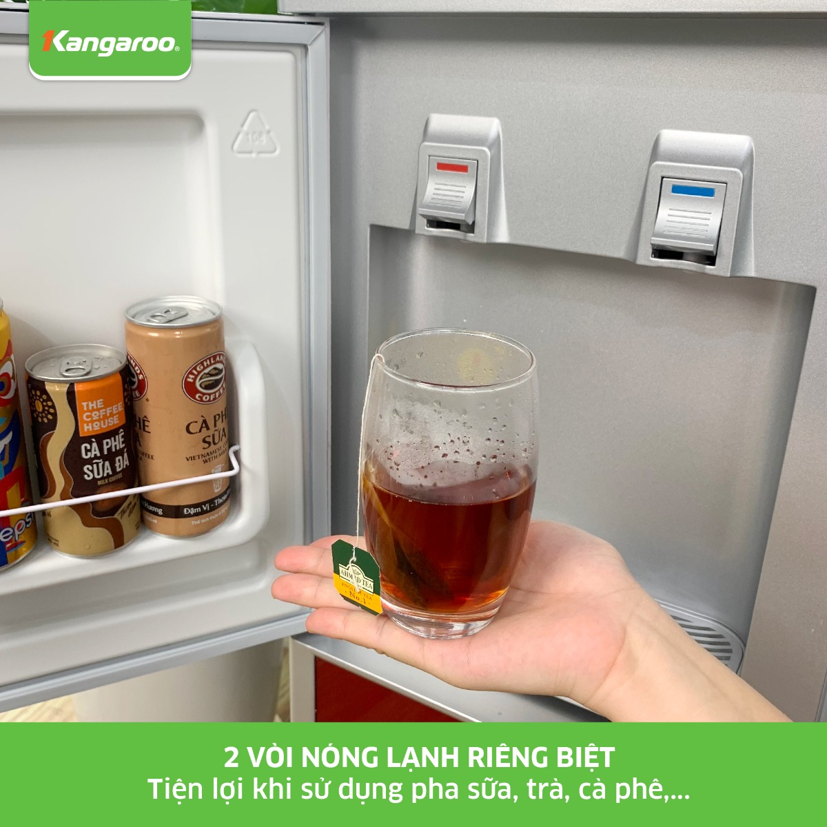Cây nước nóng lạnh Kangaroo KG40N thiết kế 2 vòi nóng lạnh riêng biệt 