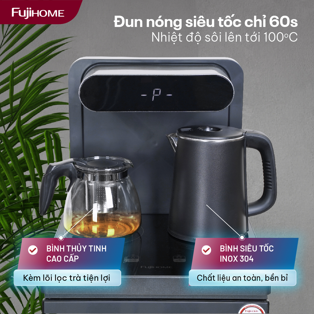 Cây nước nóng lạnh kết hợp bàn pha trà, cafe Fujihome TB392