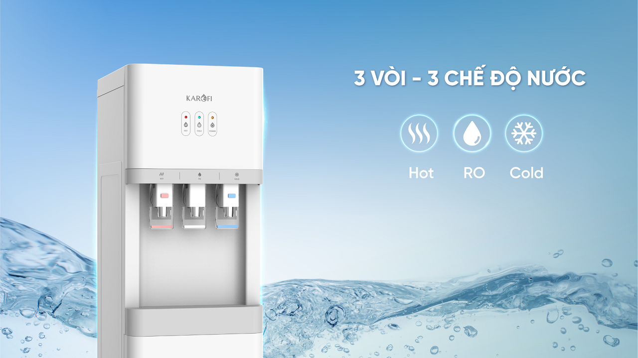 Cây nước nóng lạnh Karofi HCV206 3 vói - 3 chế đô nước 