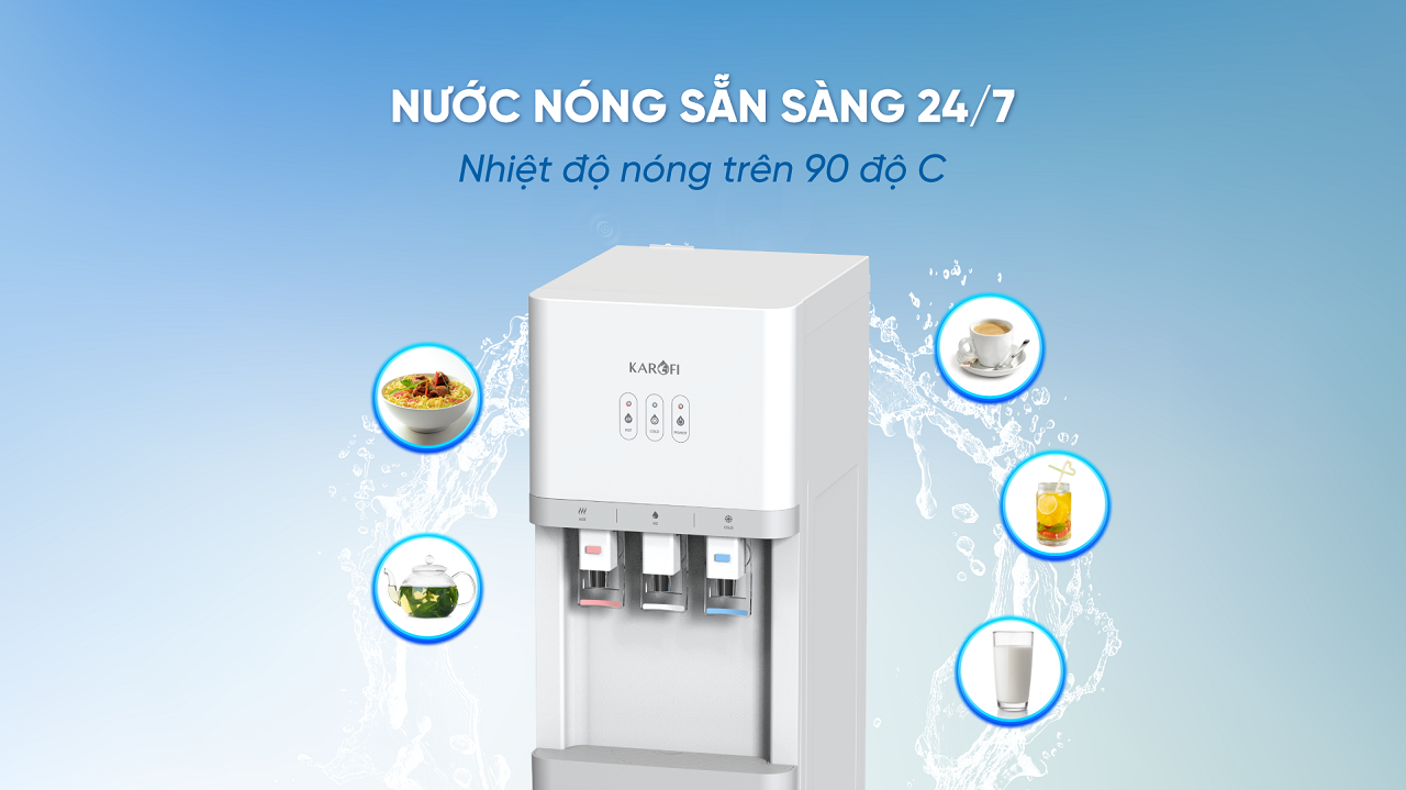 Nước nóng sẵn sàng 24/7 nhiệt độ nóng trên 90 độ C