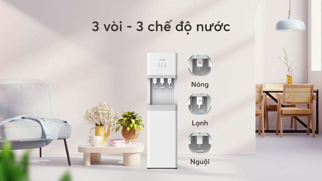 Cây nước nóng lạnh nguội Karofi HCV208 - 3 vòi - 3 chế độ nước