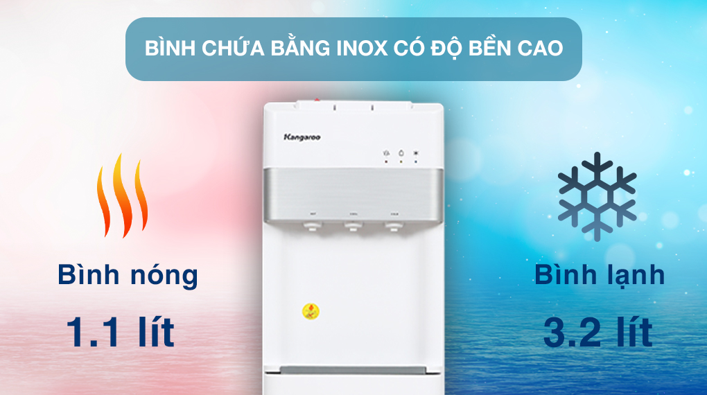 Chế độ nước - Công suất - Dung tích bình chứa - Cây nước nóng lạnh Kangaroo KG56A3