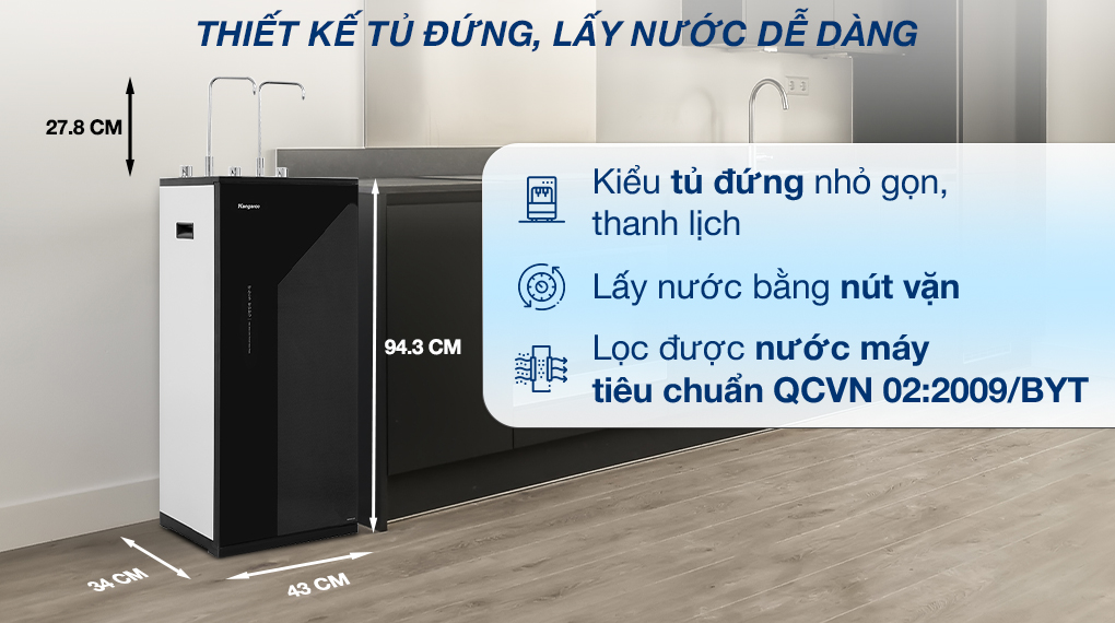 Máy lọc nước RO nóng nguội lạnh Kangaroo KG10A17 10 lõi - Thiết kế