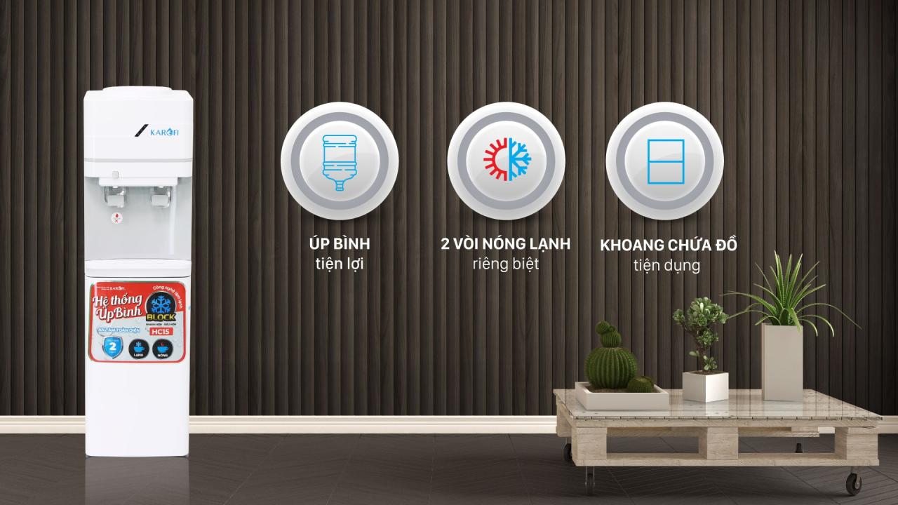Cây nước nóng lạnh úp bình Karofi HC15