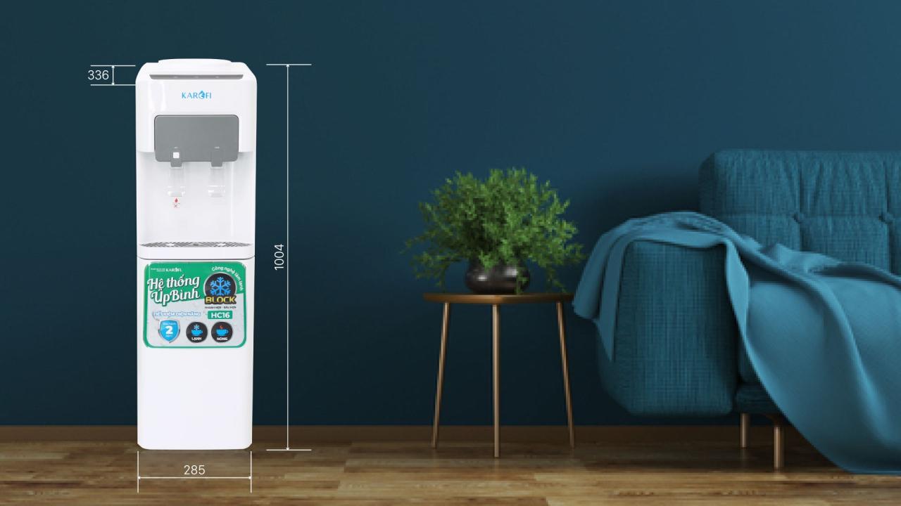Cây nước nóng lạnh Karofi úp bình HC16 thiết kế tính tế, sắc nét